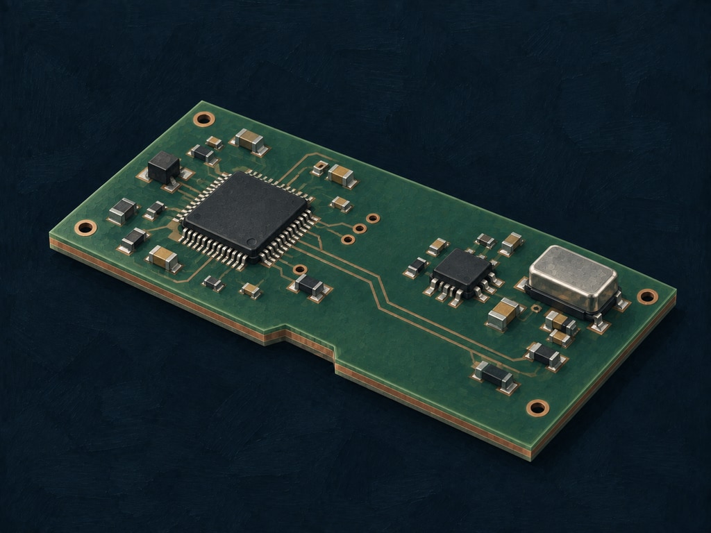 Conceptual illustration of copper interconnects on a multilayer circuit board